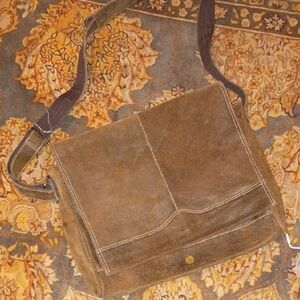 Vintage Brown Suede Messenger Bag